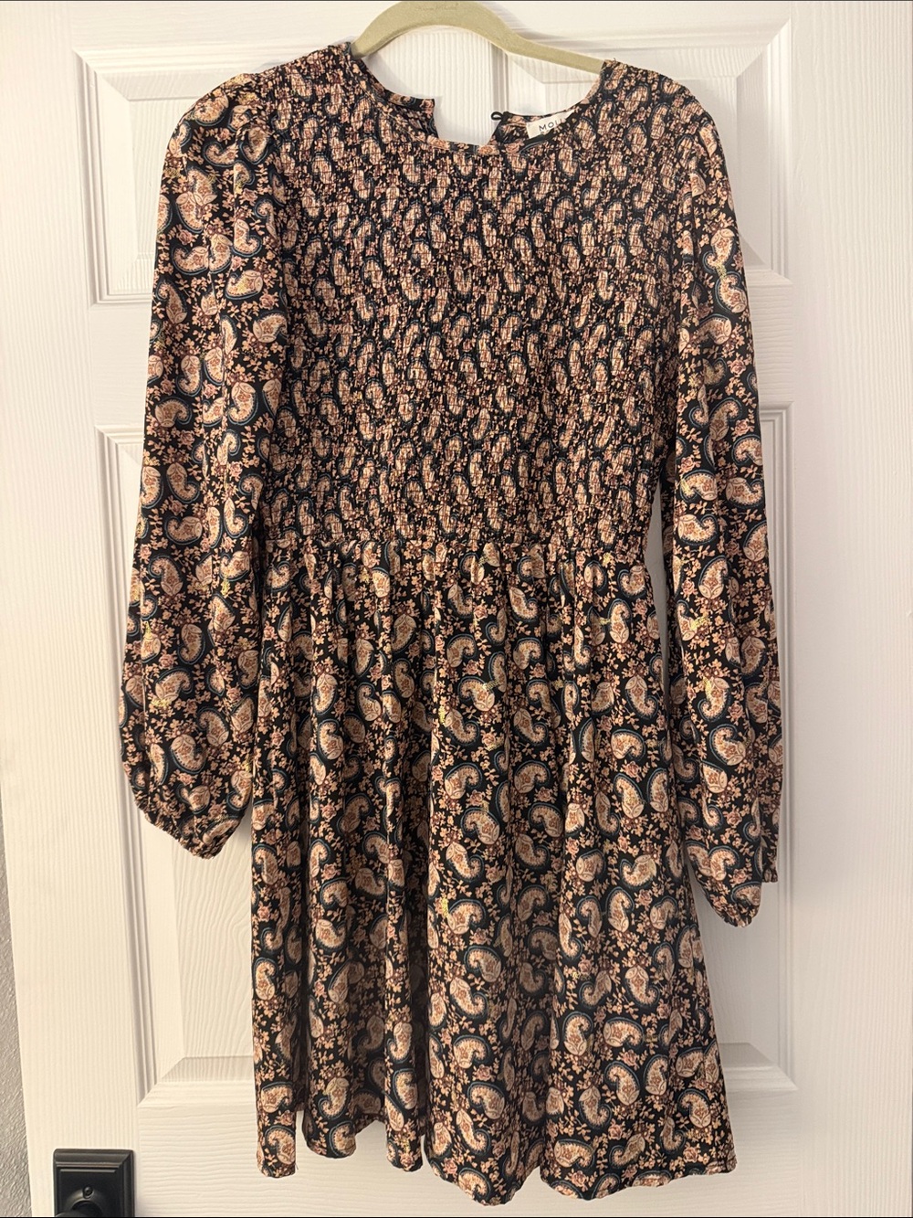 Molly Bracken Black Dress with Tan Paisley Print
